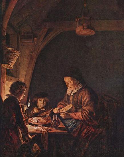 Gerard Dou Old Woman Cutting Bread